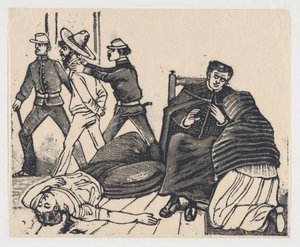 O duplo assassinato em Puente de los Gallos, ca. 1905-1910., c. 1905-1910. de José Guadalupe Posada