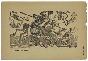 Os crânios de Dom Quixote, c.1910-13, imprimiram 1943 (foto-relevo gravura com gravura) de José Guadalupe Posada