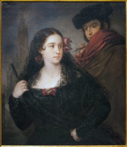 Um par de pessoas agradáveis. Pintura de José Gutierrez de la Vega (1791-1865), óleo sobre tela, cerca de 1830. Museu de Belas Artes de Sevilha, Espanha. de José Gutiérrez de la Vega