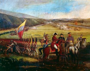 Tropas do General Narino, companheiro de Bolívar, durante a Batalha de Calibio, pintura de José Maria Espinosa (1796-1883). Colômbia de José María Espinosa Prieto