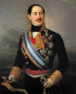 Retrato de Francisco Serrano y Dominguez (1810-1885), soldado e político espanhol, líder da União Liberal, presidente da primeira república em 1874 de José María Romero y López
