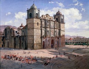 Vista da Catedral de Oaxaca, México (pintura