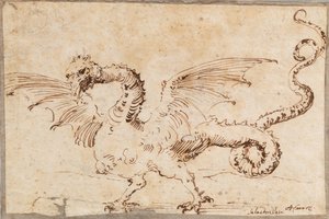 Estudo de um dragão, década de 1620.