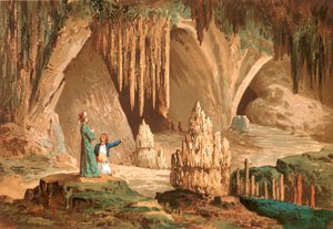 Joseph Pitton de Tournefort visitando a gruta de Antiparos na Grécia