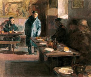 A refeição tem sopa de sopa. Pintura de José Benlliure Ortiz (1884-1916). Óleo sobre tela. Museu de Belas Artes Saint Pius V, Valência. de Jose Benlliure Ortiz