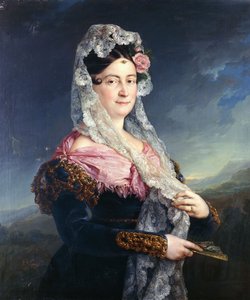 Retrato de Dona Maria dos Dolores Gomez das Casas e Ibarrondo, a Primeira Marquesa de Ulagares, com três quartos de comprimento, de Jose Camaron