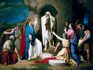“" A Ressurreição de Lázaro "" Pintura de José Casado del Alisal (1832-1886) cerca de 1855 Madrid. Museu da Real Academia de San Fernando. Espanha