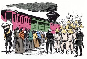 A Revolução Mexicana (1910-1920): deportação de trabalhadores no Vale Nacional, por volta de 1908 - Xilografia de José Guadalupe Posada (1852-1913) de José Guadalupe Posada