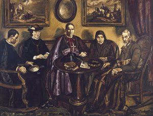 GUTIERREZ SOLANA, José (1886-1945). A Visita do Bispo. 1926. (161 x 211 cm). Óleo sobre tela. ESPANHA. MADRID (COMUNIDADE AUTÓNOMA). Madrid. Museu Nacional Centro de Arte Reina Sofia de Jose Gutierrez Solana