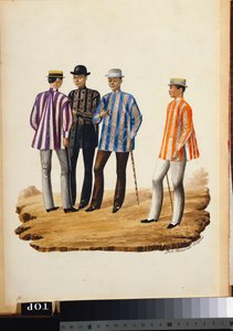 Manila e seus arredores: mestiços indo para a festa (aquarela com cor do corpo) de Jose Honorato Lozano