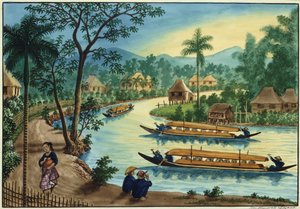 Manila e seus arredores: vista perto da cidade de Taguig, no rio Pasig de Jose Honorato Lozano