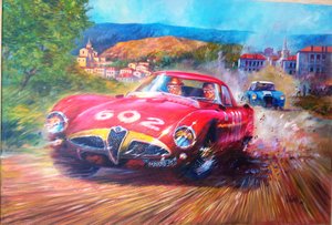 Juan Manuel Fangio Mille Miglia 1953 (Acrílico sobre tela, 2017)