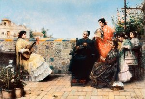 A visita da cura (Pintura, início do século XX) de Jose Rico y Cejudo