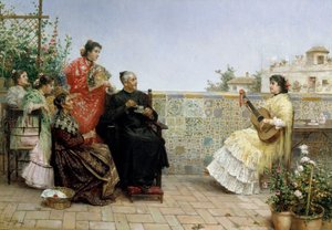 Visita do padre, século XIX (pintura a óleo) de Jose Rico y Cejudo