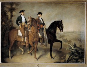 Os dois cavaleiros, século XIX (óleo sobre tela) de Jose Roldan
