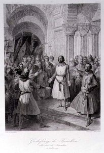 Godfrey de Bouillon (c.1060-1100) Eleito Rei de Jerusalém, gravado por Leopold Massard (1812-89) (gravura) de Jose de (after) Madrazo y Garreta