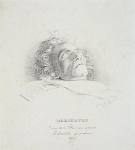 Ludwig van Beethoven (1770-1827) em seu leito de morte, 28 de março de 1827