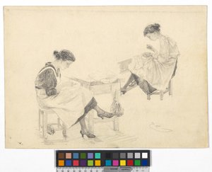 Estudos de costureiras de Josef Engelhart