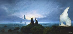 JJM recria Friedrich-C-D: Nascer da lua sobre o mar (observador silencioso)