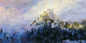 JJM recria Friedrich-C-D: Nevoeiro matinal nas montanhas (Panorama)
