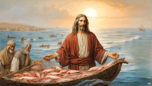 Jesus_a rede encheu-se com 153 peixes grandes_02_E de Josef Johann Michel
