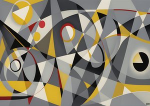 abstract: silver-yellow_circles 2