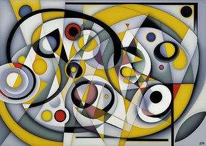 abstract: silver-yellow_circles 3