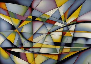 abstract: silver-yellow_curves+triangles 1