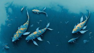 pintura a tinta: Koi-Karpfish_blue_01