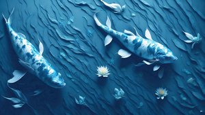 pintura a tinta: Koi-Karpfish_blue_03