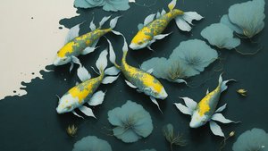 pintura a tinta: Koi-Karpfish_gold_02