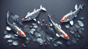 pintura a tinta: Koi-Karpfish_red_01