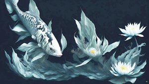 pintura a tinta: Carpas_mármore branco_03