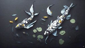 pintura a tinta: Carpas_mármore branco_05