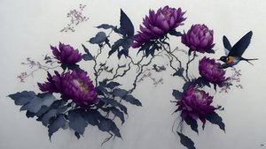 pintura a tinta: PEONY em roxo profundo_02