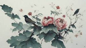 pintura a tinta: PEONY em verde_01