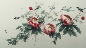 pintura a tinta: PEONY em verde_02