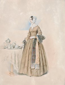 Retrato da princesa Leopoldina Karoline Palffy, nascida Condessa Kaunitz-Rietberg (esposa do terceiro príncipe Anton Karl Palffy), em pé em uma mesa de chá posta
