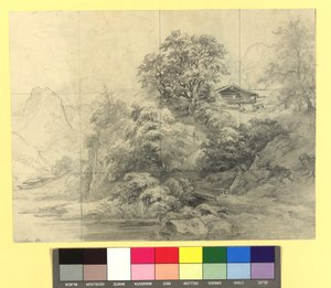 Paisagem montanhosa com quintas de Josef Kriehuber