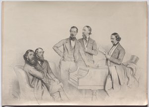 Compositores austríacos; Heinrich Proch, Franz von Suppé, Karl Binder, Anton Emil Titl, Anton Maria Storch de Josef Kriehuber