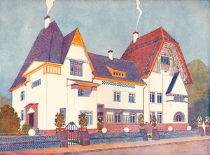 Casa em Darmstadt, projetada pelo professor Joseph Olbrich, c1900 1901-1902 de Josef Maria Olbrich