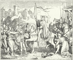 O Santo Imperador Romano Frederico II entra em Jerusalém, Sexta Cruzada de Josef Mathias (after) Trenkwald