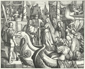O Santo Imperador Romano Frederico II dá as boas-vindas à sua noiva, Isabella de Inglaterra de Josef Mathias (after) Trenkwald