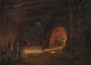 Acierie - Ironworks, de Wallander, Josef Wilhelm (1821-1888). Óleo sobre tela