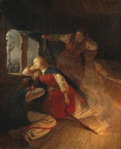 Hagbard e Signy - Hagbard e Signy, de Wallander, Josef Wilhelm (1821-1888). Óleo sobre tela