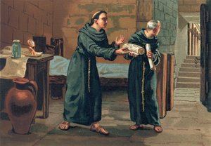 Roger Bacon enviando sua Magnum Opus ao Papa