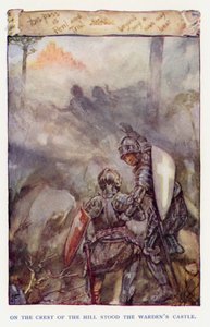 Ilustração para Sir Knight of the Splendid Way (cor litho) de Joseph (after) Finnemore