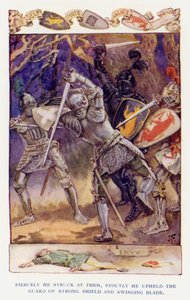 Ilustração para Sir Knight of the Splendid Way (cor litho) de Joseph (after) Finnemore