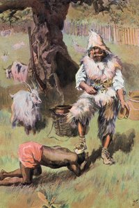 Robinson Crusoe: Ele coloca o meu pé na cabeça (cor litho) de Joseph (after) Finnemore