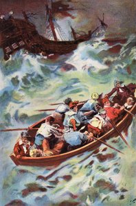 Robinson Crusoe: Deixamos o naufrágio (cor litho) de Joseph (after) Finnemore